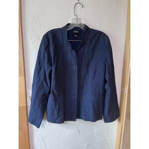 Eileen Fisher Blue Cotton Jacket Sz M